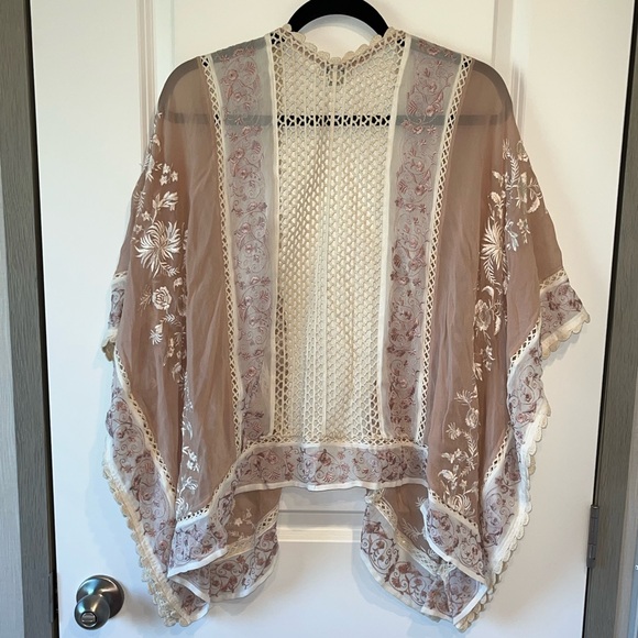 Sundance Catalog Embroidered Kimono Large Shawl Boho Fairy Ethereal Sz. S - Picture 2 of 6